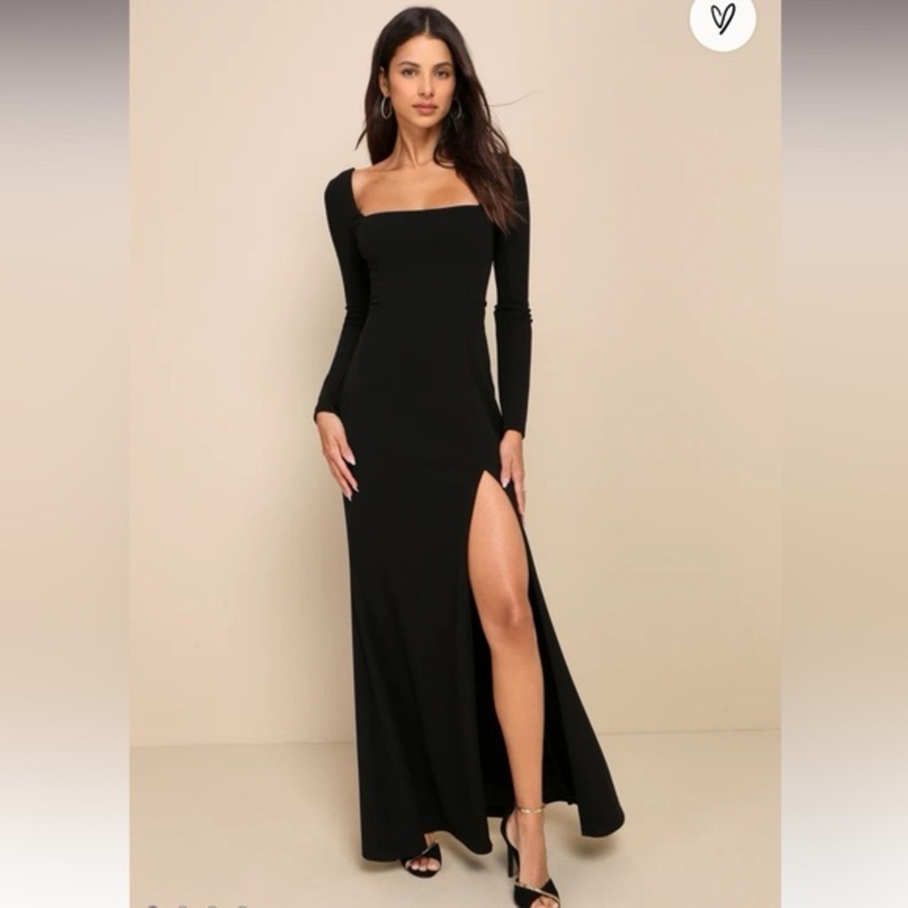 Lulus Infinitely Elegant Black Long Sleeve Maxi Dress Size Medium